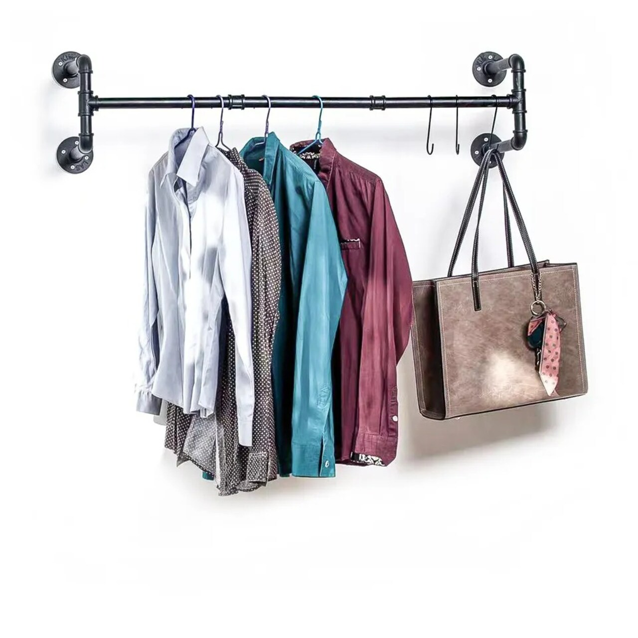 Industrial Pipe Clothes Rack Wall Mount Garment Closet Storage Rack Hanging Rail